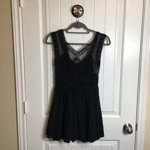 Free People Victoria Lace Mini Dress Black 2 Boho